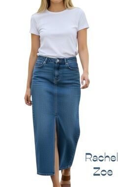 Rachel Zoe Blue Jean Straight Center Slit Maxi Skirt NWOT Size 6